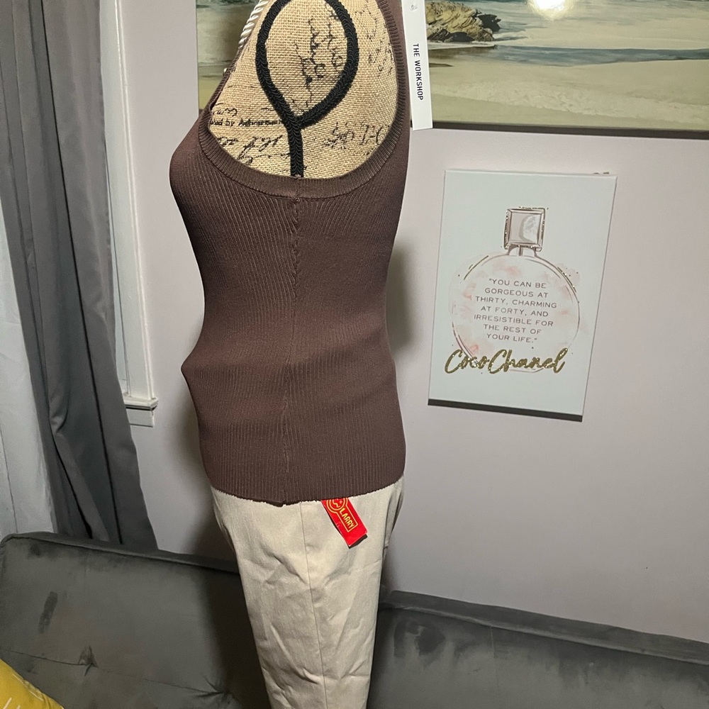 Brown Ribbed Tank Top - Picture 14 of 14